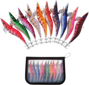 10pcs luminous sea fishing lures squid, shrimp & octopus baits